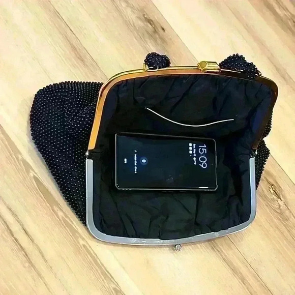 Vintage 1950's Corde Black & Gold Tone Beaded Purse by Lumured (O5.12.8) - Picture 10 of 14